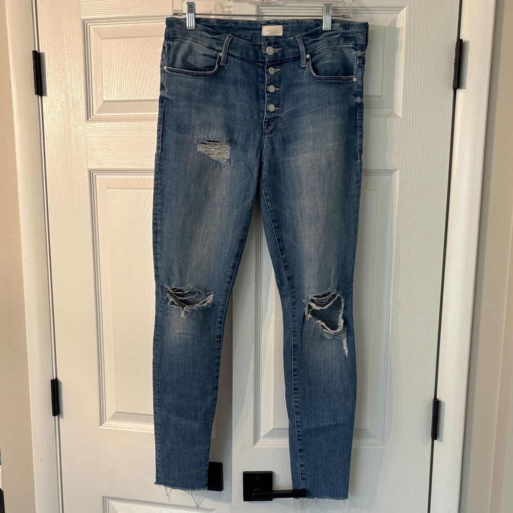 MOTHER Distressed Blue Jeans